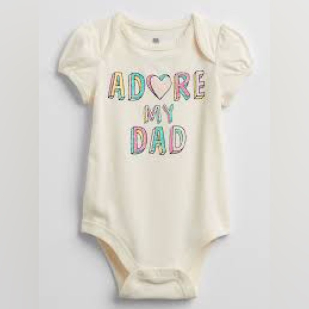 GAP Onesie Adore my Dad Father’s Day, White, 12-18m - Picture 1 of 7